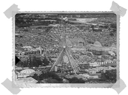 Historical Talley Amusements carnival aerial photograph