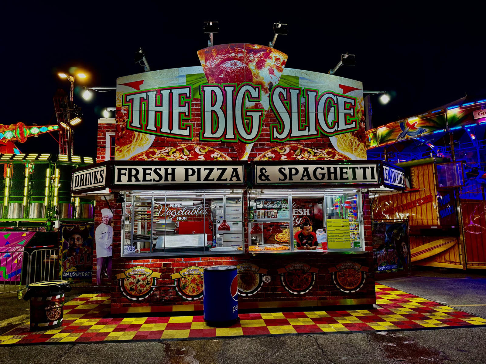 The Big Slice pizza concession stand at carnival