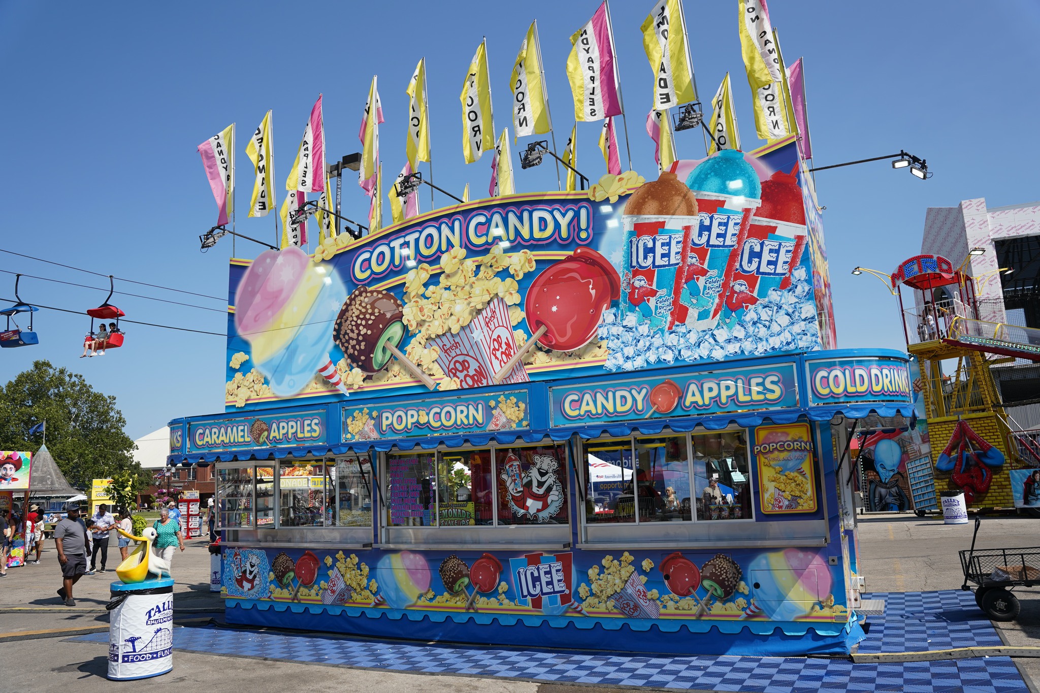 Cotton candy stand serving classic carnival sweets