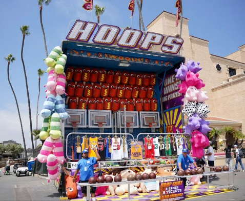 Basketball shooting game booth on the midway