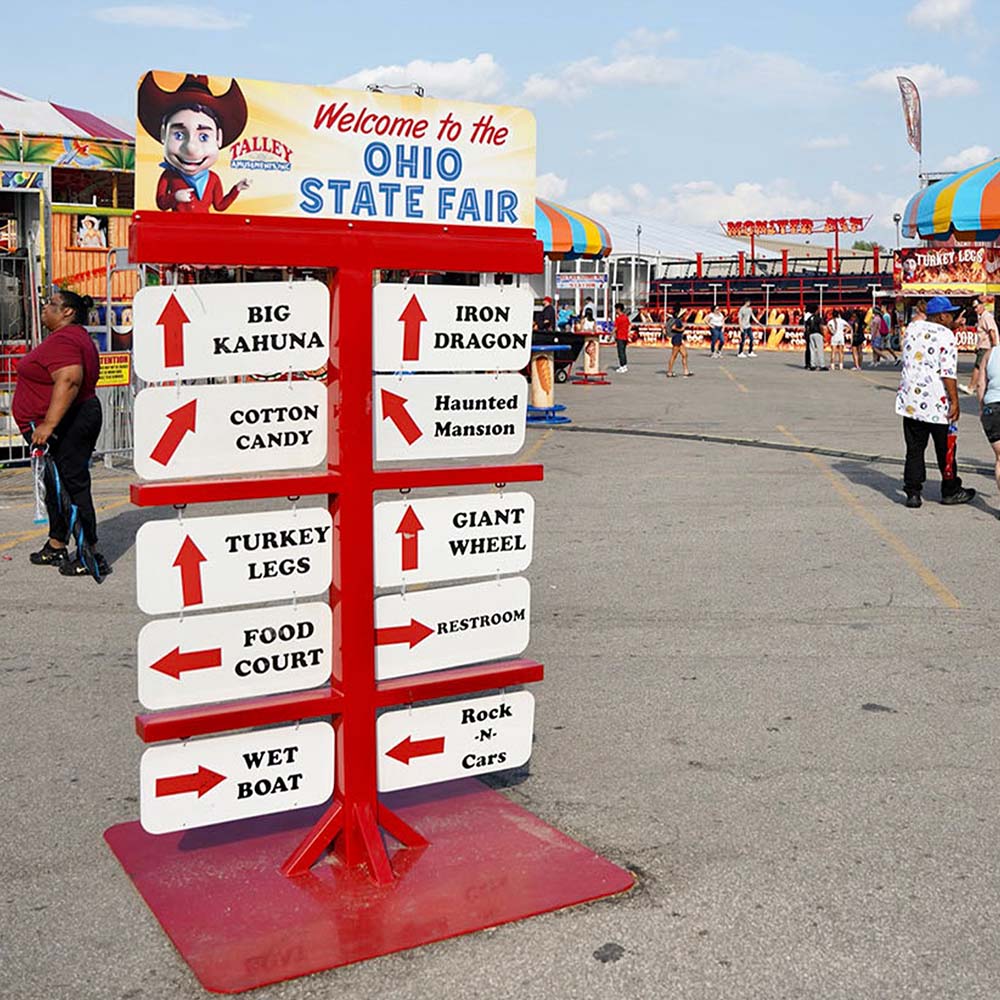 Talley provides signage and support for midway guests with directional stands